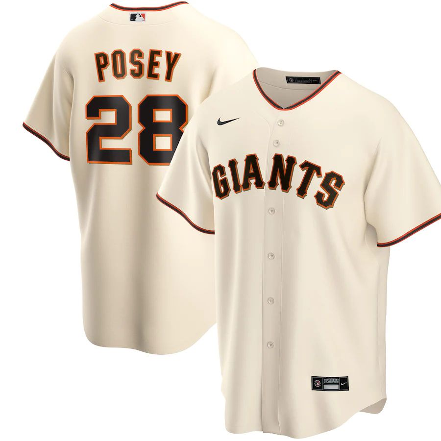 Cheap Youth San Francisco Giants 28 Buster Posey Nike Cream Home Replica Player MLB Jerseys